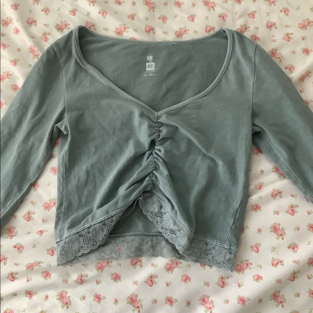 sage lace trim top from pacsun